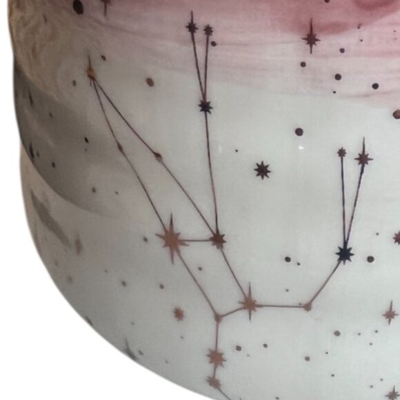 NWT Zodiac Celestial Mug Metallic Gold Stars Pink & White Hand-Painted 16-18oz - Picture 13 of 14
